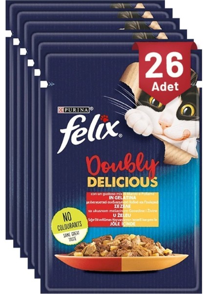 Felix Sığır Etli ve Tavuklu Konserve Kedi Maması 85 gr x 26 Adet