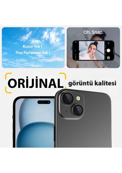 Buddıes iPhone 15 / 15 Plus Uyumlu Kamera Lens Koruyucu (Black) modelleri