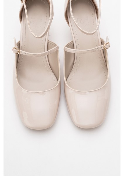 Emly Ekru Rugan Küt Burunlu Kadın Kısa Topuklu Ayakkabı fiyatları