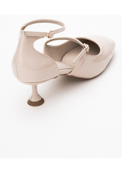 Emly Ekru Rugan Küt Burunlu Kadın Kısa Topuklu Ayakkabı indirimleri