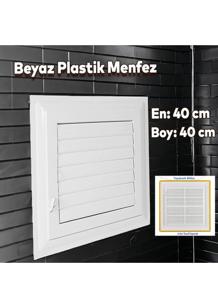 Menfez Banyo Wc Tuvalet Havalandırma Plastik Panjur 40X40 cm Beyaz Renk