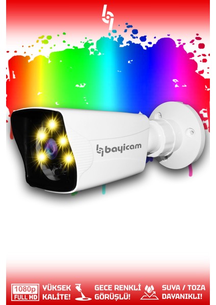 1 Kare Kamera Bullet Dış Mekan Full Hd Renkli Gece Görüşlü Warmled Kameralı Ahd Güvenlik Kamerası