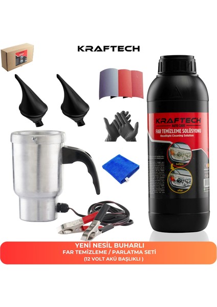Buharlı Far Temizleme Far Parlatma Seti 12 Volt