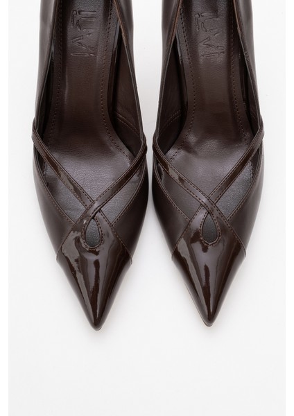 Ruby Kahverengi Cilt Rugan Detaylı Kadın Yüksek Topuklu Ayakkabı fiyatları