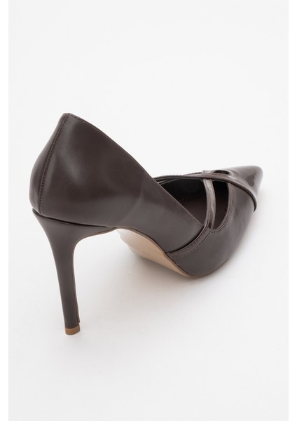 Ruby Kahverengi Cilt Rugan Detaylı Kadın Yüksek Topuklu Ayakkabı indirimleri