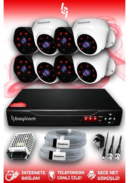 8 Kameralı Uzay 4 Iç Kamera Set Hdd'siz Full Hd Gece Görüşlü Güvenlik Kamerası Sistemi