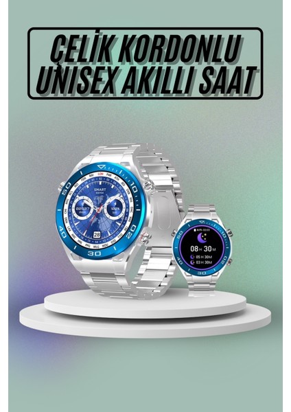 Akıllı Saat Çelik Kordonlu Amoled Ekran Android ve Ios Uyumlu Çağrı Cevaplayabilen