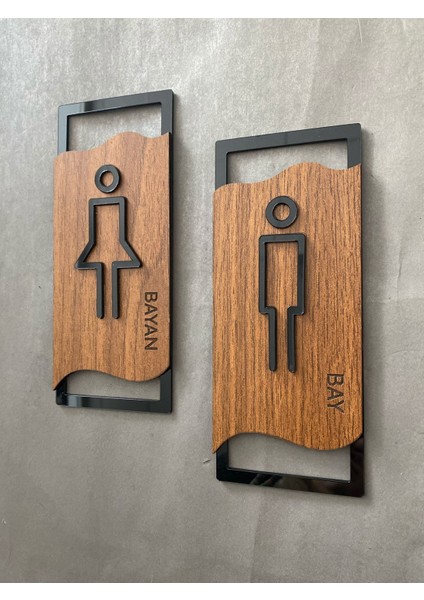 Lüx Kabartmalı Mdf Bay&bayan Wc Yönlendirme Seti