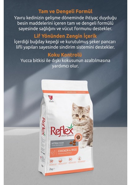 Kitten Tavuklu Pirinçli Yavru Kedi Maması 2 kg x 2 Adet