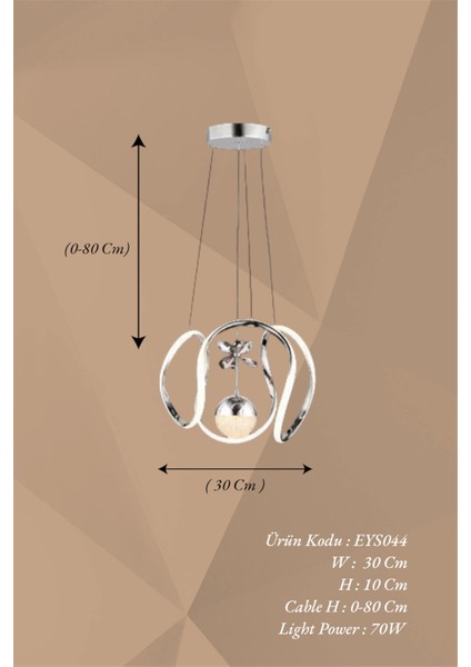 Ey Shop Modern Krom Toplu Drone Model 3 Renk (Beyaz & Sarı & Günışığı) LED Avize