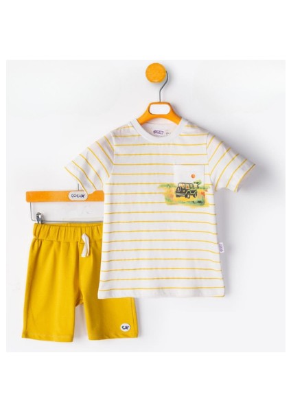Erkek Yazlık Sarı Şortlu 2'li Takım
