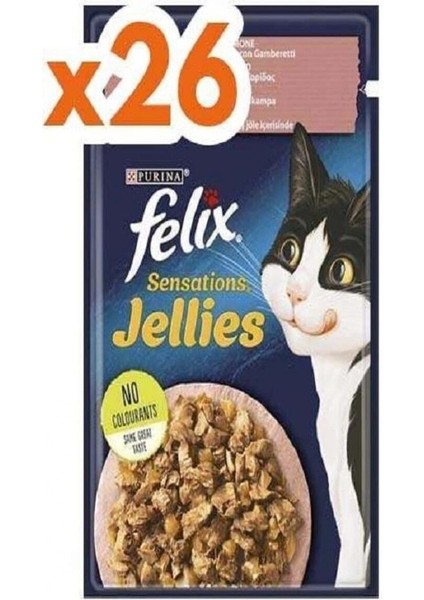 Felix Sensation Somon ve Karidesli Kedi Yaş Mama 85 gr x 26 Adet