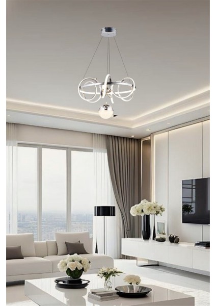 Ey Shop Modern Krom Toplu Çember Model 3 Renk (Beyaz & Sarı & Günışığı) LED Avize fiyatları