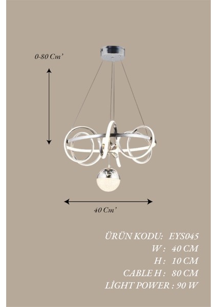 Ey Shop Modern Krom Toplu Çember Model 3 Renk (Beyaz & Sarı & Günışığı) LED Avize fırsatları