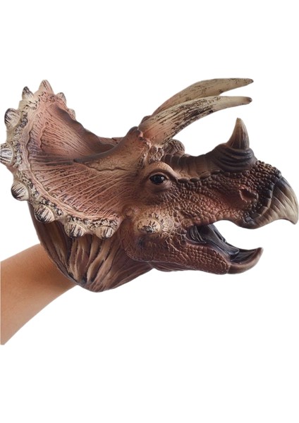 Triceratops Dinozor El Kuklası Oyuncak Yumuşak Plastik Oyuncak (Yurt Dışından)