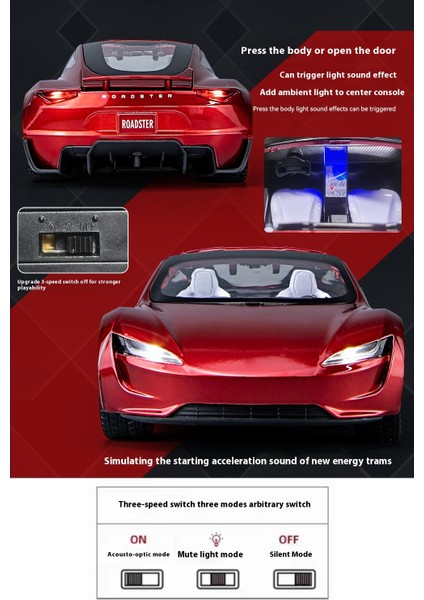 1:24 Cabrio Tesla Roadster Alaşım Modeli (Yurt Dışından) modelleri