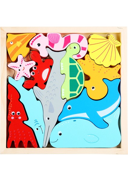 Çocuk Üç Boyutlu Puzzle Yapboz Blokları Ahşap Eğitici Oyuncaklar (Yurt Dışından)