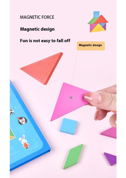 Eğitici Manyetik Tangram Ahşap Puzzle Oyuncakları (Yurt Dışından)