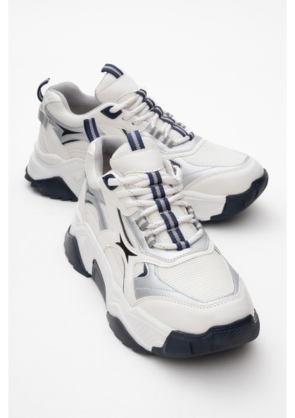 Melina Beyaz Lacivert Kadın Spor Sneakers