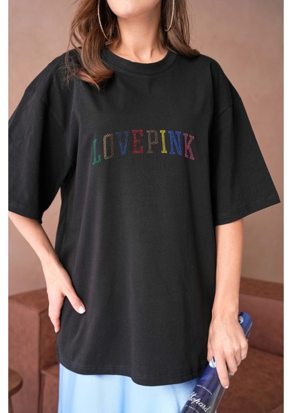 Taş Işlemeli Salaş Basic T-Shirt modelleri