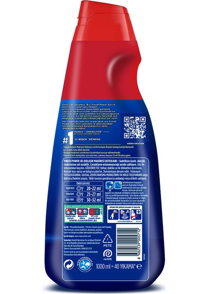 Hepsi Bir Arada Konsantre Jel 3x1000 ml Bulaşık Makinesi Deterjanı