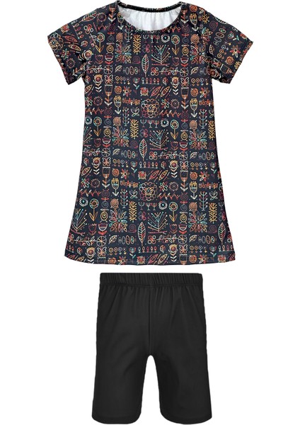 Kız Çocuk Kısa Kollu Likralı Taytlı Yarı Kapalı Mayo R5005 Saliha fırsatları