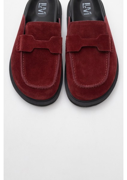 Laven Bordo Süet Deri Kadın Terlik fiyatları