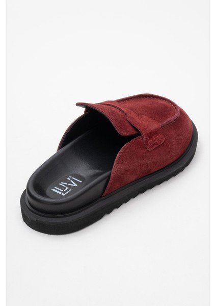 Laven Bordo Süet Deri Kadın Terlik indirimleri