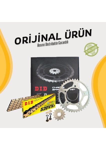 BAJAJ DOMİNAR 400 ZİNCİR DİŞLİ SETİ (2013-2020) X-RİNGLİ ZİNCİR (GOLD RENK)