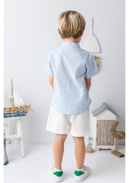 Erkek Bebek Hakim Yaka Kısa Kollu Gömlek - Açık Mavi fiyatları