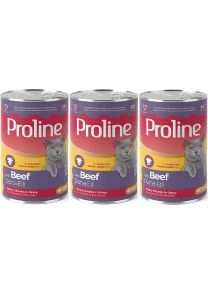Proline Dana Etli Yetişkin Kedi Konservesi 400 Gr*3 Adet
