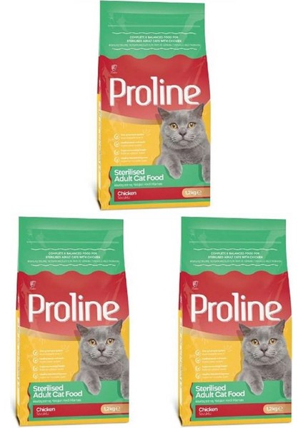 Kısırlaştırılmış Tavuklu Yetişkin Kedi Maması 1200 gr x 3 Paket