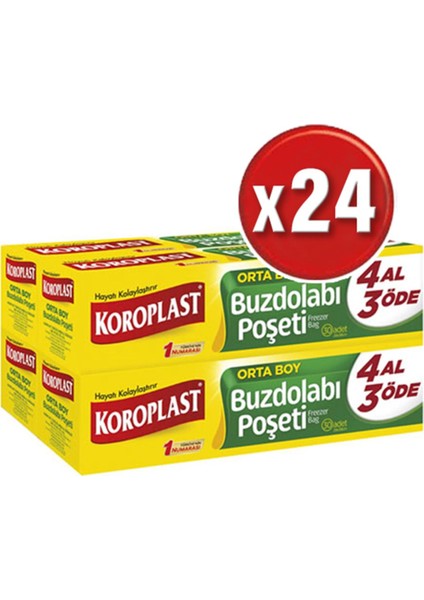 Buzdolabı Poşeti 4AL3ÖDE Orta Boy 24X38 cm 20LI x 24 Paket (1 Koli)