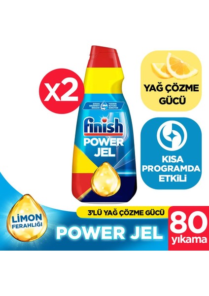Hepsi Bir Arada 2x1000 ml Konsantre Jel Limon Bulaşık Makinesi Deterjanı