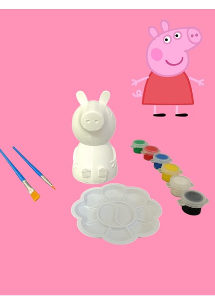 Domuz Peppa Pi̇g Karakteri̇ 3D Fi̇gür Boyama Seti̇