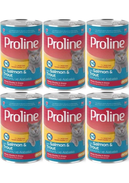 Proline Somonlu ve Alabalıklı Yetişkin Kedi Konservesi 400 Gr*6 Adet