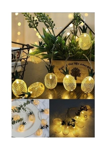 2m 10 LED 2 Kademeli Ananas LED Işık Pilli