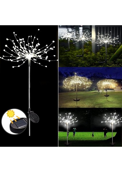 2'li Güneş Enerjili 150 LED Solar Bahçe Lambası 2 Modlu, Dış Mekan Dekoratif Aydınlatma