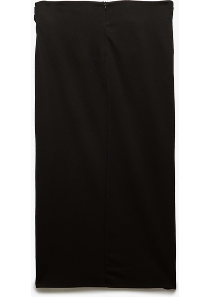 Krep Scuba Kumaş Drape Detaylı Midi Boy Kruvaze Etek fırsatları