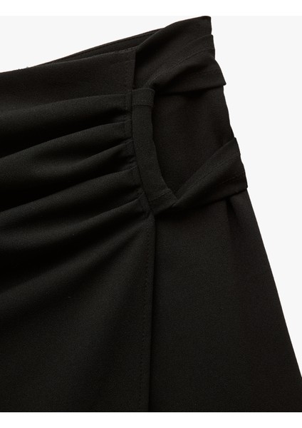 Krep Scuba Kumaş Drape Detaylı Midi Boy Kruvaze Etek indirimleri