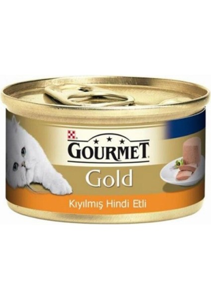 Gold Kıyılmış Hindili 85 gr 24'lü Paket Yetişkin Kedi Konservesi