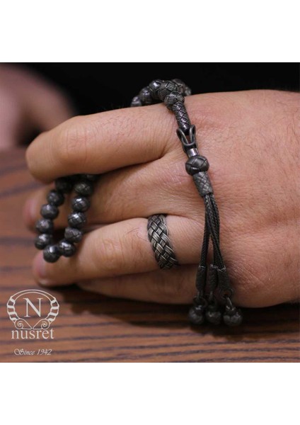 999 Ayar Gümüş Siyah Renk Kazaz Tesbih indirimleri