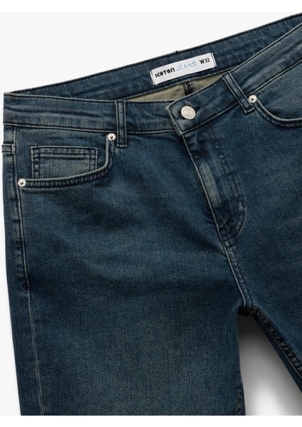 Normal Bel Pamuklu Katlamalı Paça Slim Fit Jean Şort modelleri