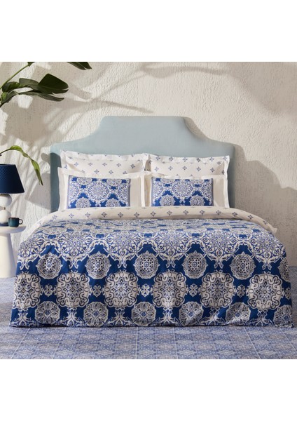 Leodinas %100 Pamuk Çift Kişilik Nevresim Takımı Mavi
