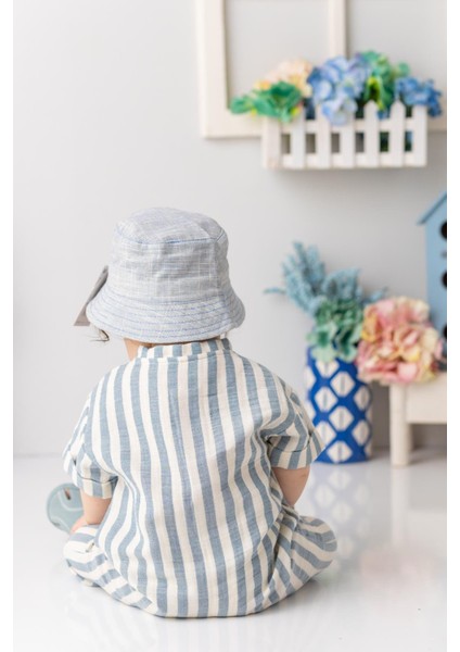 Erkek Bebek Kısa Kollu Müslin Tulum - Indigo fiyatları