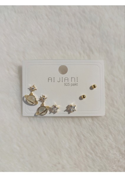 Kadın Gezegen ve Yıldız Temalı Altılı Set küpe