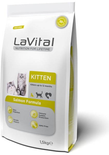 Kitten Somonlu Premium Yavru Kedi Maması 1.5 kg 4'lü Paket