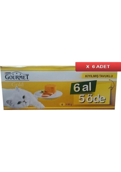 Gold Kıyılmış Tavuklu Kedi Konservesi 6 Al 5 Öde 6X85 Gr. (6 Adet)