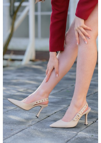 Kadın Stiletto Troklu Atkılı Topuklu Ayakkabı Ragon