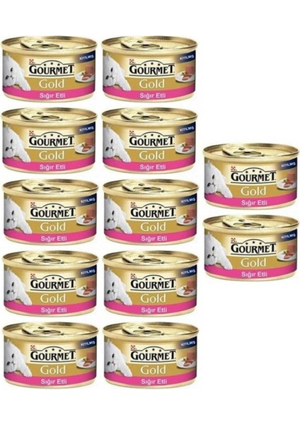 Gold Kıyılmış Sığır Etli Konserve Yaş Kedi Maması 12 Adet 85 gr